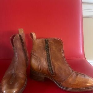 BED|STU Tan Leather Ankle Booties